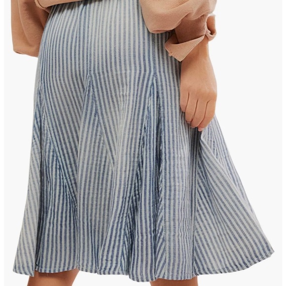 NWOT Free People cotton linen blend elastic waist flare skirt - Picture 2 of 7